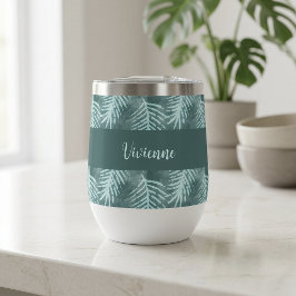 Turf Groen Waterverf Tropisch Blad Monogram Naam