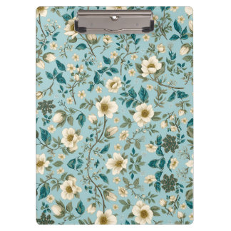 Turf Groen & Witte Botanische Bloem Motief Chic Ka Klembord