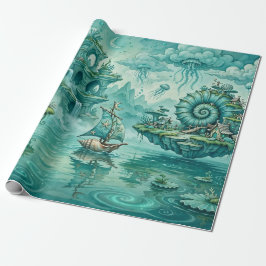 Turf Groen Zeegezicht Droom Surrealistische Fantas Cadeaupapier