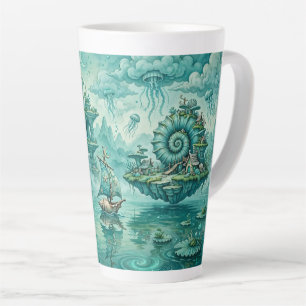 Turf Groen Zeegezicht Droom Surrealistische Fantas Latte Mok