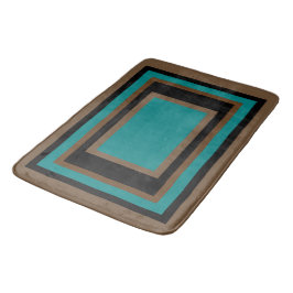 Turf Groen Zwart Bruin Geometrisch Blokpatroon Badmat