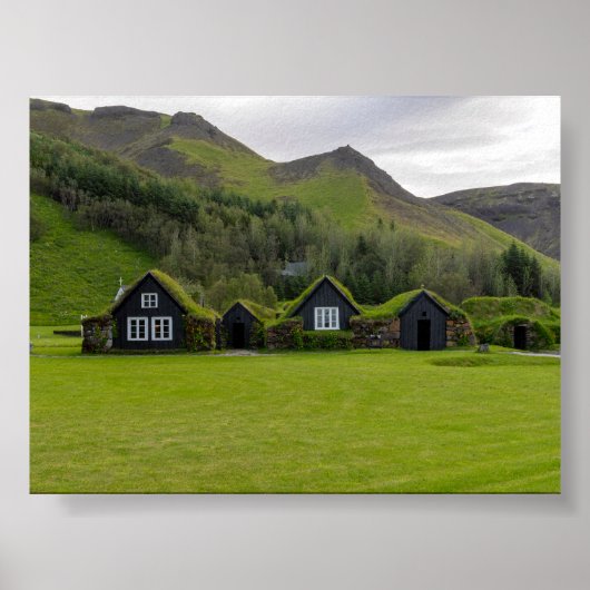 Turf houses in Iceland Poster (Voorkant)