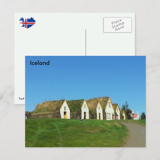 Turf-huizen in Glaumbær, IJsland Briefkaart (Voorkant / Achterkant)