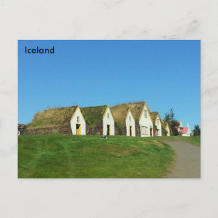 Turf-huizen in Glaumbær, IJsland Briefkaart