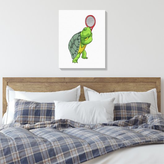 Turf in Tennis met Tennis racket Canvas Afdruk (Insitu (Slaapkamer))