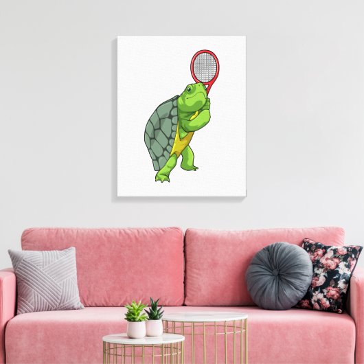 Turf in Tennis met Tennis racket Canvas Afdruk (Insitu (Woonkamer))