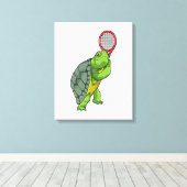 Turf in Tennis met Tennis racket Canvas Afdruk (Insitu (Houten vloer))
