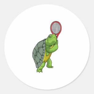 Turf in Tennis met Tennis racket Ronde Sticker