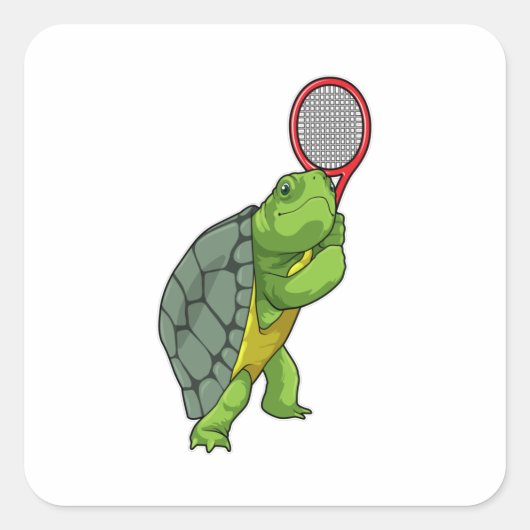 Turf in Tennis met Tennis racket Vierkante Sticker (Voorkant)