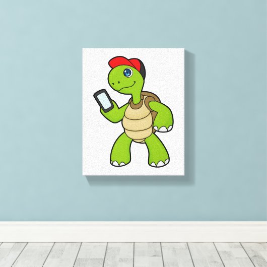 Turf met telefoon en Pet Canvas Afdruk (Insitu (Houten vloer))