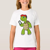 Turf met telefoon en Pet T-shirt (Voorkant)