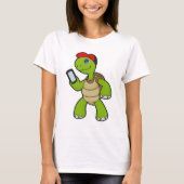 Turf met telefoon en Pet T-shirt (Voorkant)