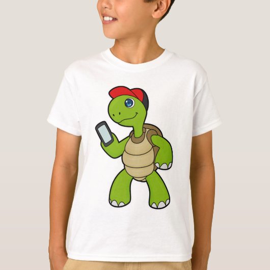 Turf met telefoon en Pet T-shirt (Voorkant)