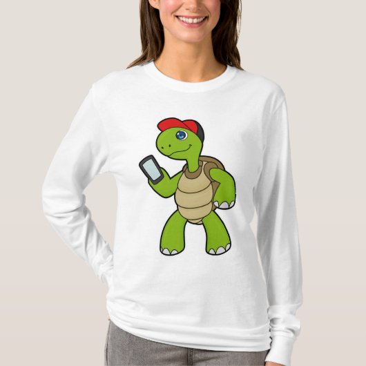 Turf met telefoon en Pet T-shirt (Voorkant)