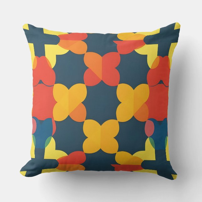 Turf-oranje bloem geometrisch modern decor kussen (Voorkant)