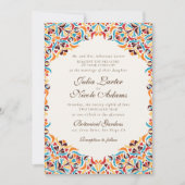 Turf Oranje Whimsical Bloemige Mandala Bruiloft Kaart (Voorkant)