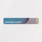 Turf, Paars & Goud Abstracte Alcohol Inkt Naam Labels (Design 1)