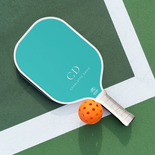 Turf witte monogram initiaal naam pickleball paddle