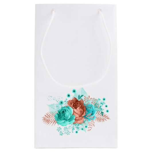 Turfachiet en koraal tropische trouw gast bedankt klein cadeauzakje (Achterkant)