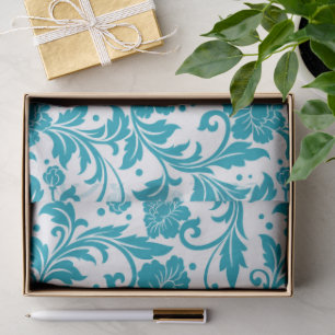 Turfachiet en wit bloemmotief damastpatroon tissuepapier