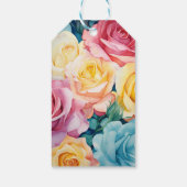 Turfachroom, Geel en Roze Bloemige Trouwdag Cadeaulabel (Achterkant)