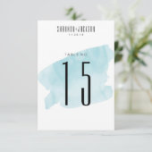 Turfachroom Waterverfwas Bruiloft Tafel Nummers Kaart (Staand voorkant)