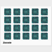 Turfblauw Abstract Ontwerp Vierkante Sticker (Vel)