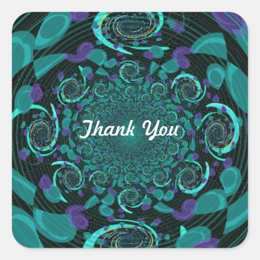 Turfblauw Abstract Ontwerp Vierkante Sticker (Voorkant)