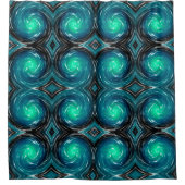 Turfblauw Abstracte Draai Patronen Douchegordijn (Voorkant)