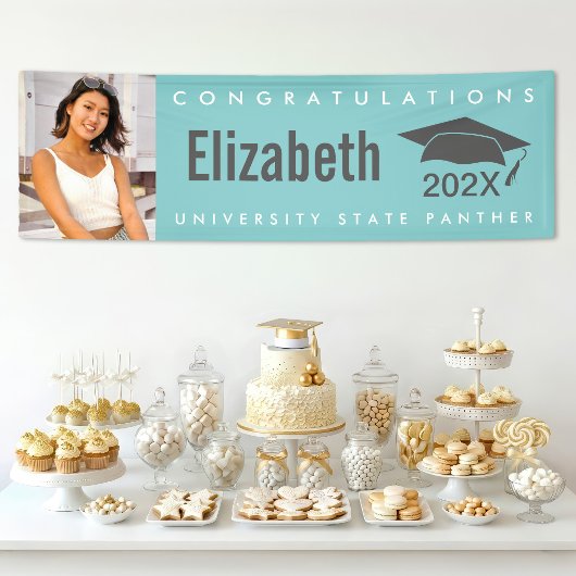Turfblauw afstuderen 1 foto modern vet type spandoek