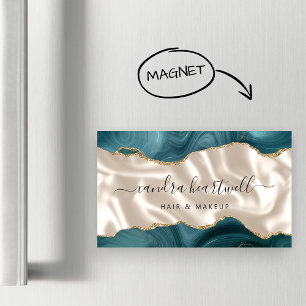 Turfblauw Agaat Goud Glitter Luxe Magnetisch Visitekaartje