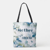 Turfblauw Aquarel Bloemen Elegante Trouw Tote Bag (Achterkant)