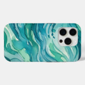 Turfblauw Aquarel Oceaan Golven Case-Mate iPhone Case (Achterkant (horizontaal))
