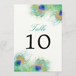 Turfblauw Aquarel Pauwveer | Tafelnummer