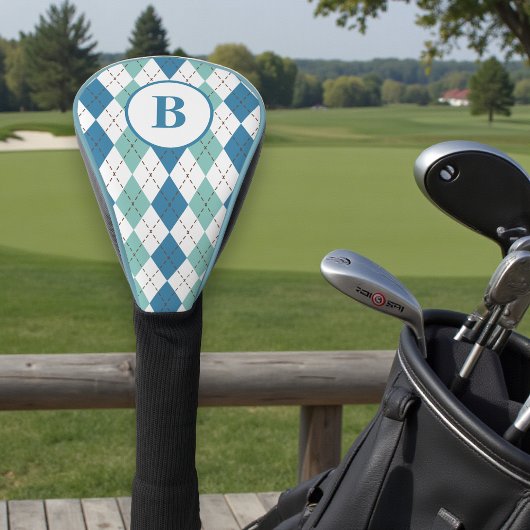 Turfblauw Argyle Monogram Gepersonaliseerd Golf Ca Golfheadcover