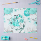 Turfblauw Bloemenserie Ontwerp 1 Tissuepapier (Craft)