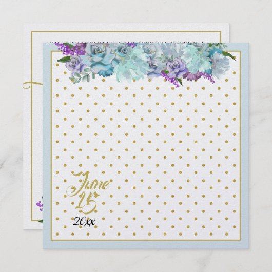 Turfblauw Boeket Bruiloft Suite Bruidsdouche Kaart (Voorkant / Achterkant)