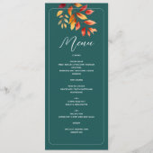 Turfblauw Boho-herfsttrouw Menu (Voorkant)