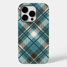Turfblauw bruin geruit iPhone hoesje