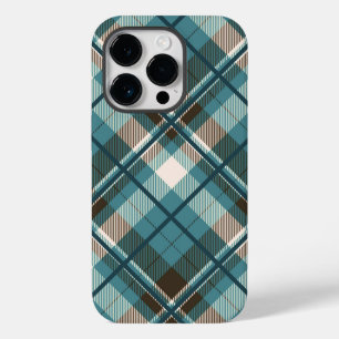 Turfblauw bruin geruit iPhone hoesje