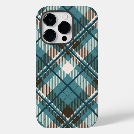 Turfblauw bruin geruit iPhone hoesje (Achterkant)
