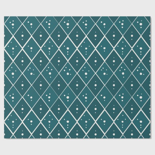 Turfblauw Diamant Modern Scandinavisch Cadeaupapier (Vlak)