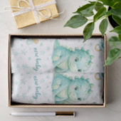 Turfblauw Dinosauruspatroon Turquoise en Wit Tissuepapier (Geschenk)