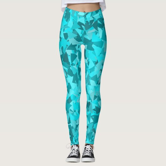 Turfblauw Driehoekig Patroon Leggings (Voorkant)