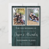 Turfblauw Eenvoudige Rustieke Foto Bewaar de Datum Save The Date (Achterkant)