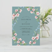 Turfblauw Elegante Bruidsbloem Kaart (Staand voorkant)