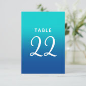 Turfblauw en Blauwe Ombre Tafelnummers voor Trouwf (Staand voorkant)