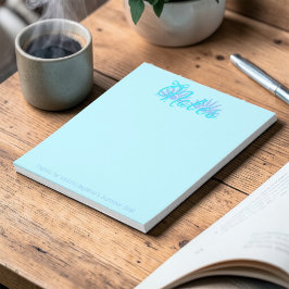 Turfblauw en blauwe strik met zonnestraal notitieblok