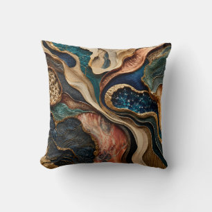 Turfblauw en bronzen gouden kussen aardse abstract