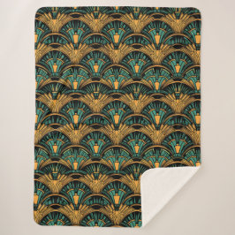 Turfblauw en gouden Art Deco Sherpa Deken